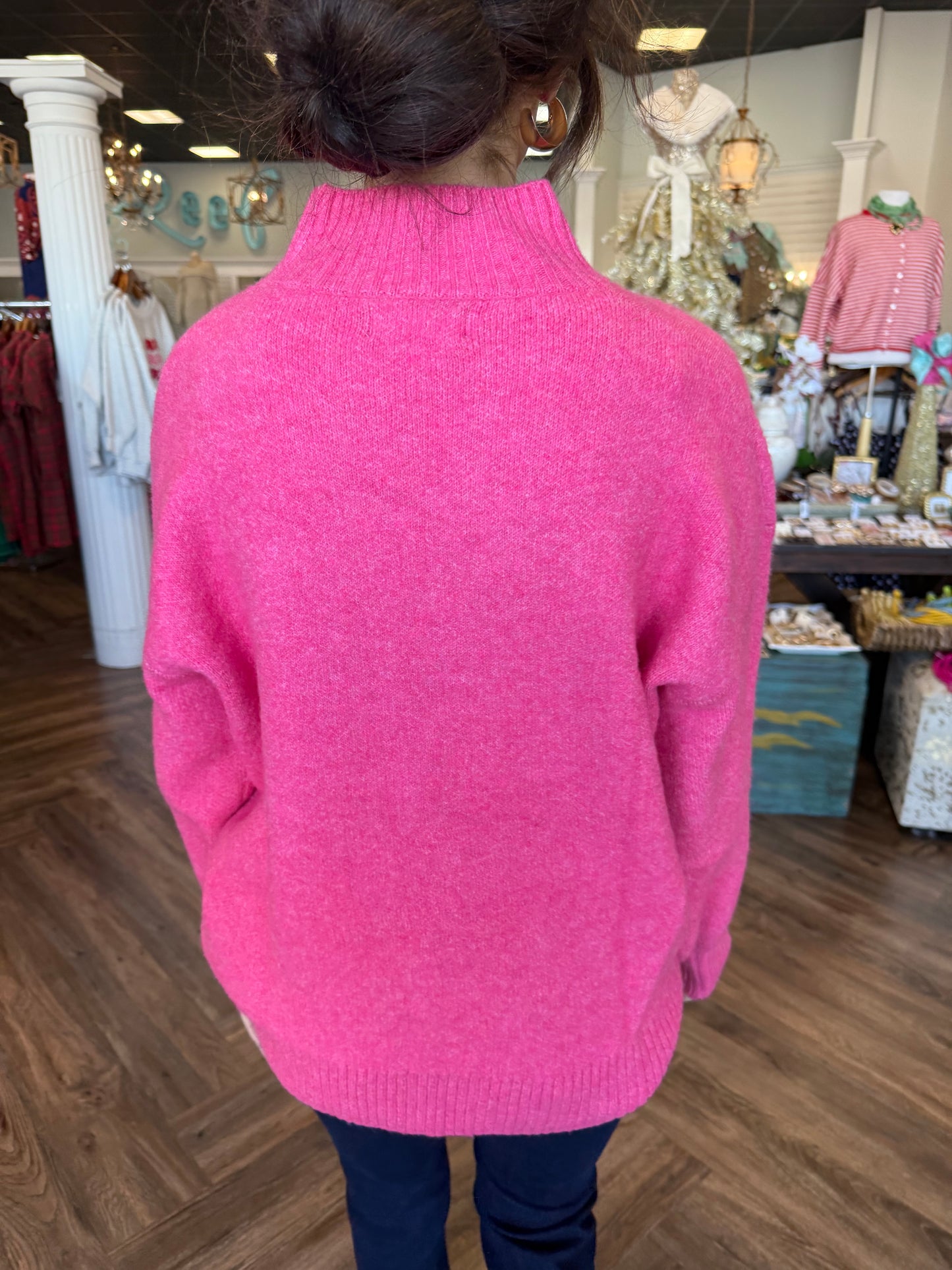 Fuchsia Mock Neck Sweater