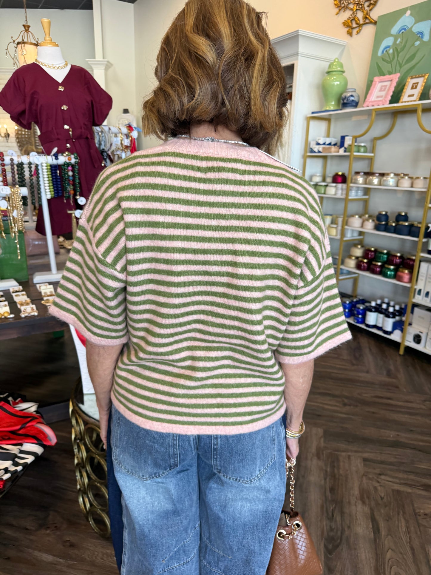 The Millie Button Sweater Top: Pink
