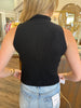Mock Sweater Top: Black