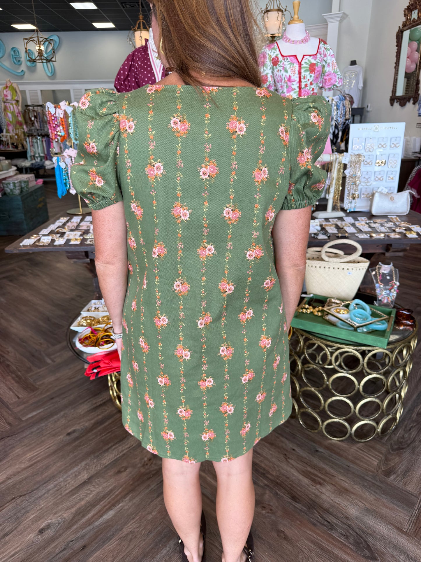 Denim Olive Flower Dress