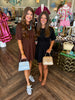 Scuba Synched Dress: Brown