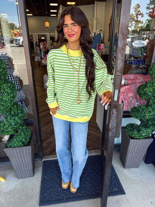 Striped Comfy Crew Green Top