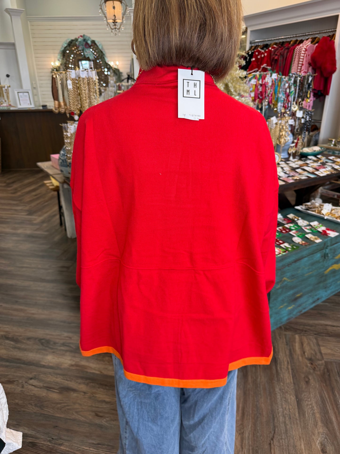 Red Orange Detail Sweater