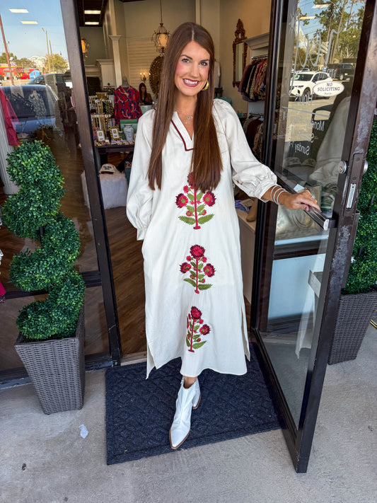 Detail Embroidered Midi Dress