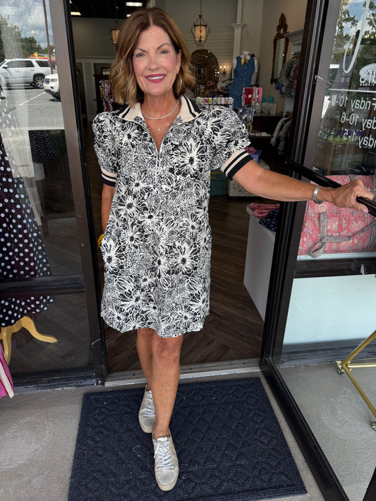 Black Daisy Print Dress
