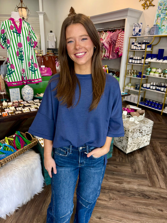 Sue Scuba Top: Indigo