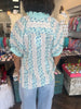 Teal Garden Party Top