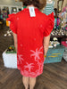 Tropical Palm Dress: Tomato