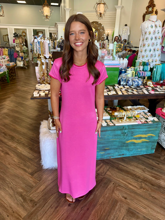 Candace Cotton Midi Dress: Pink