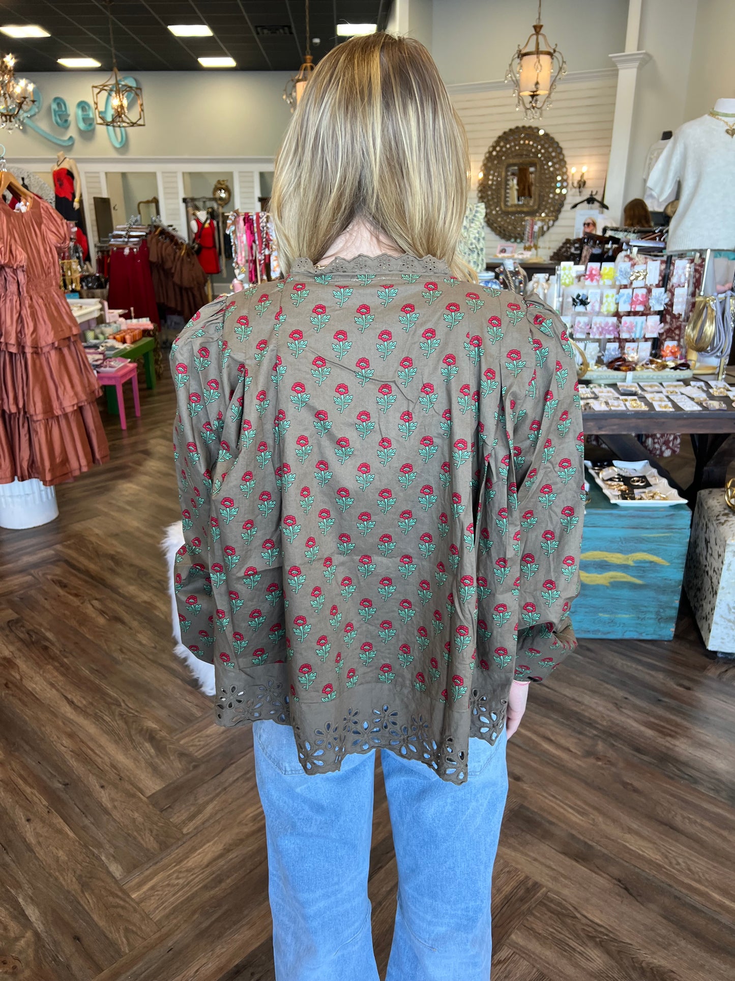 Anslee Floral Eyelet Top