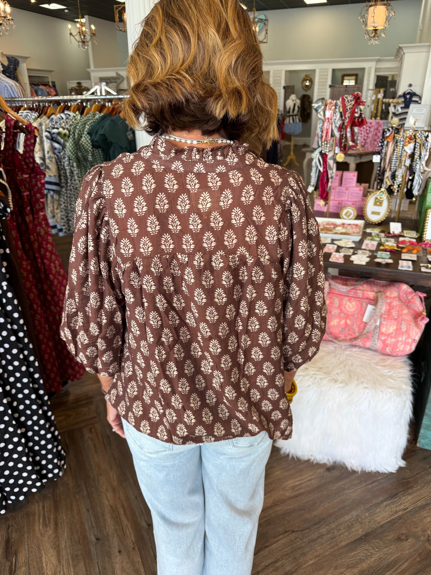 Brown Floral Blouse