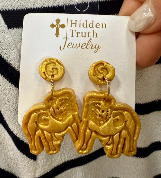 Hidden Truth: Golden Dog Bangle Earrings