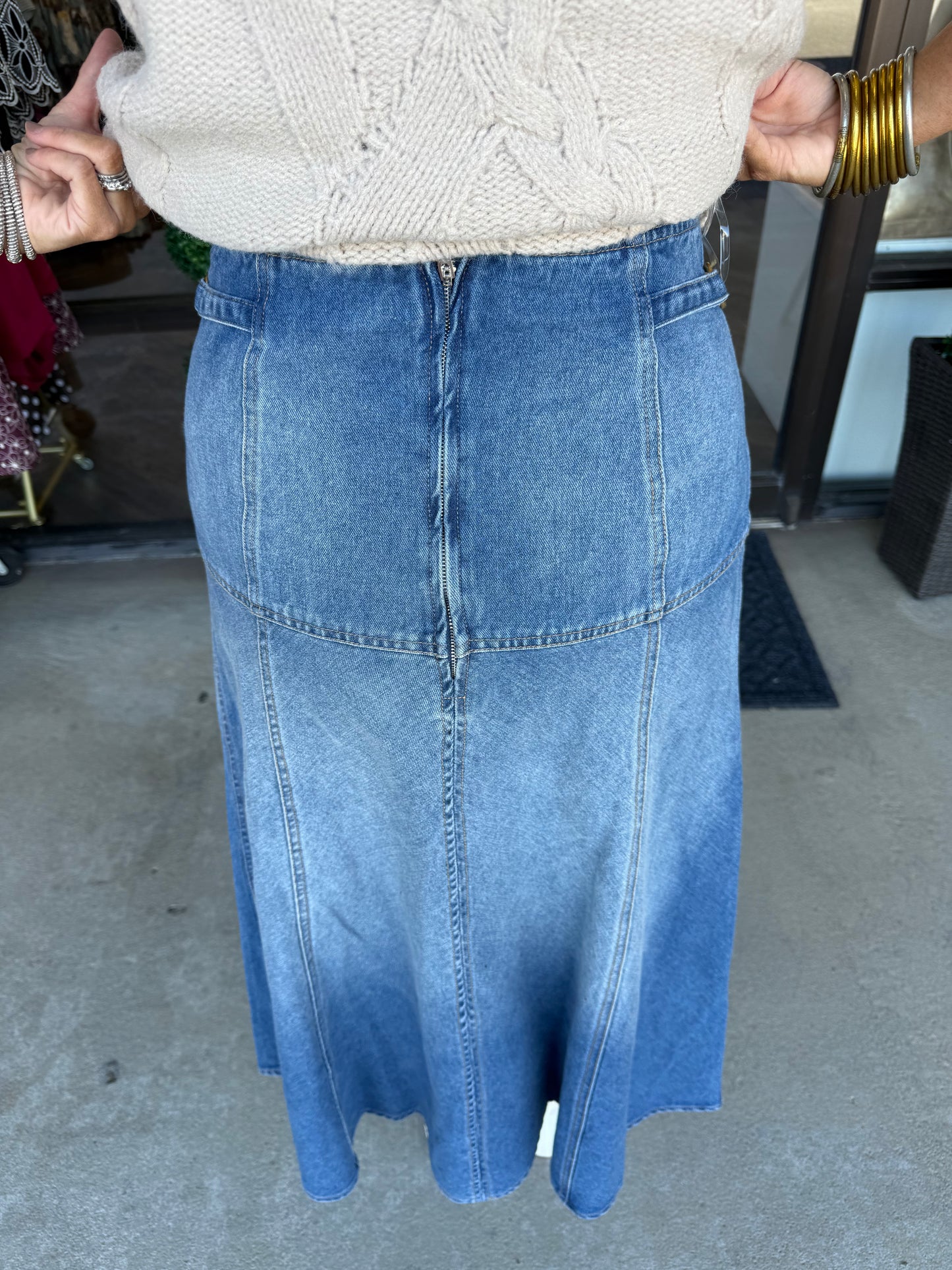 Cute Denim Midi Skirt