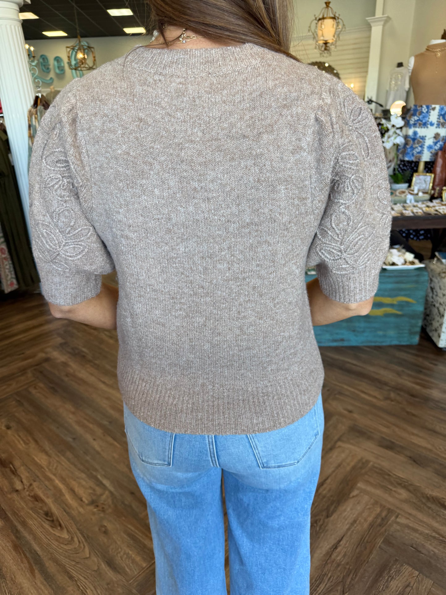 Detail Sleeve Sweater: Taupe