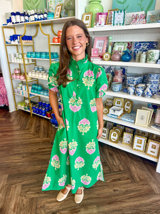Green Blossom Midi Dress