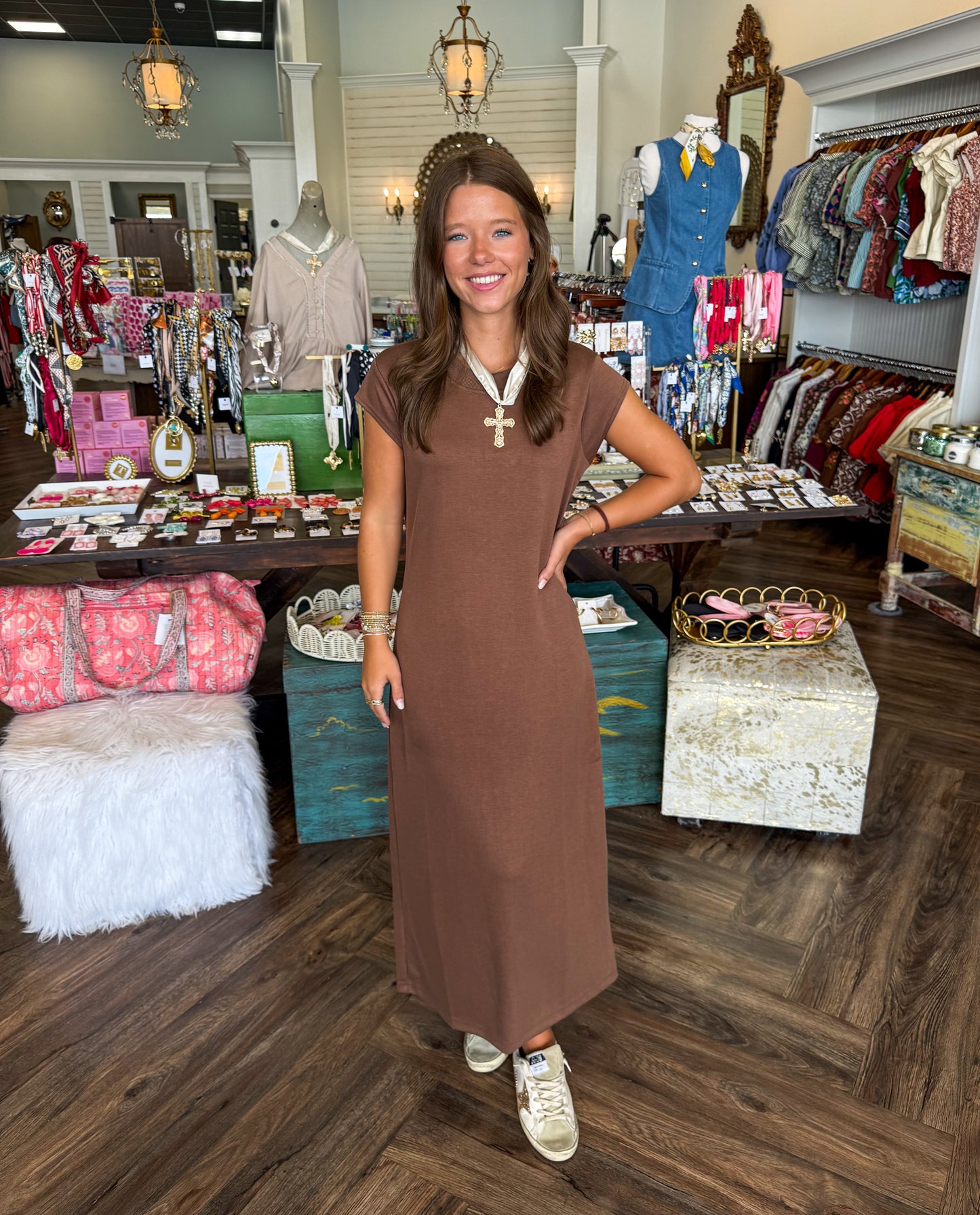 Kayla Midi Dress: Chesnut