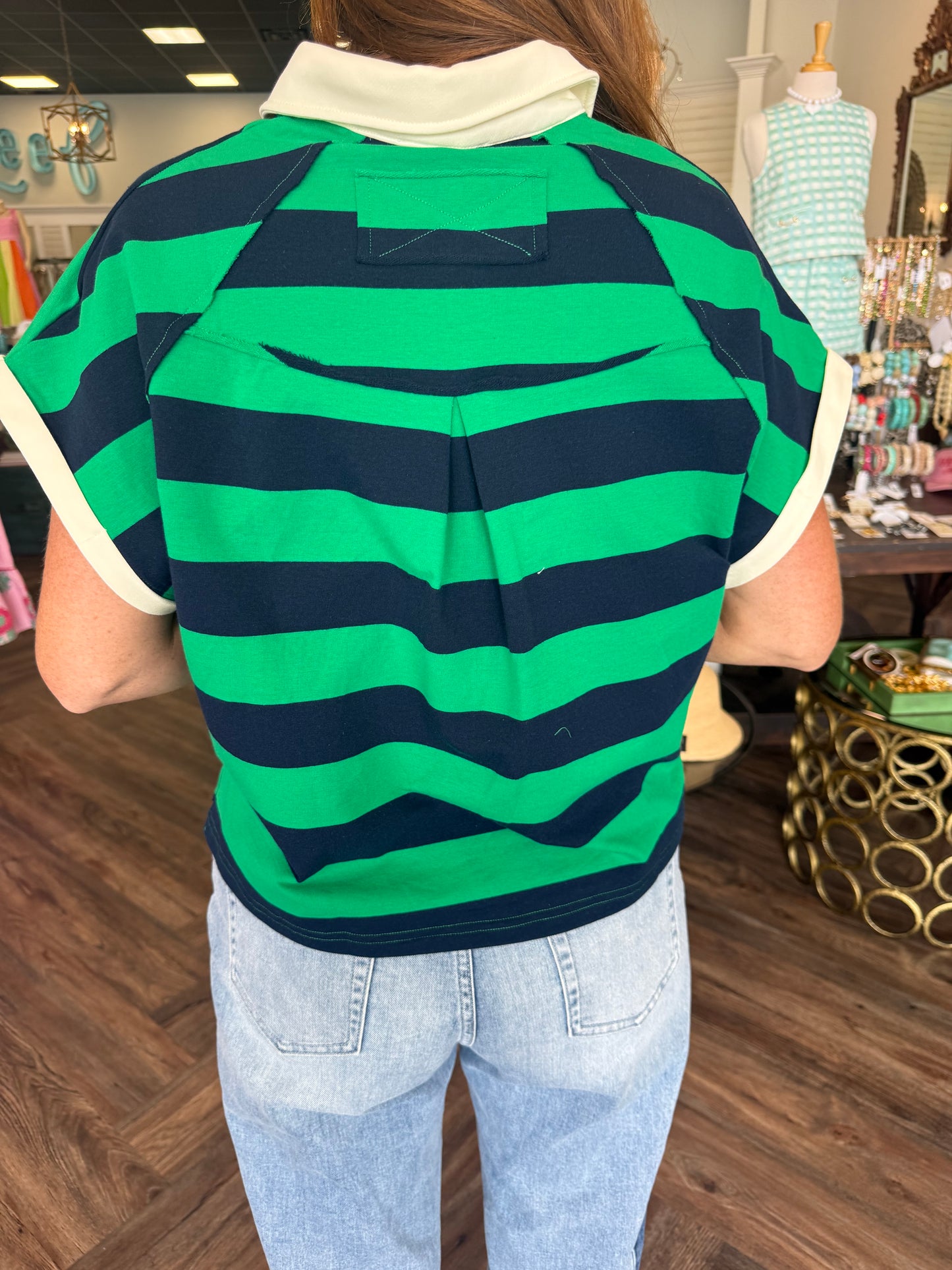 Cabana Striped Top: Navy
