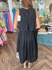Emily Embroidered Black Midi Dress