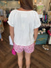 Button Cotton Top: White