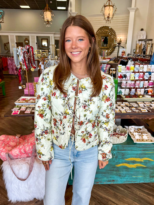 Floral Corduroy Jacket: Cream