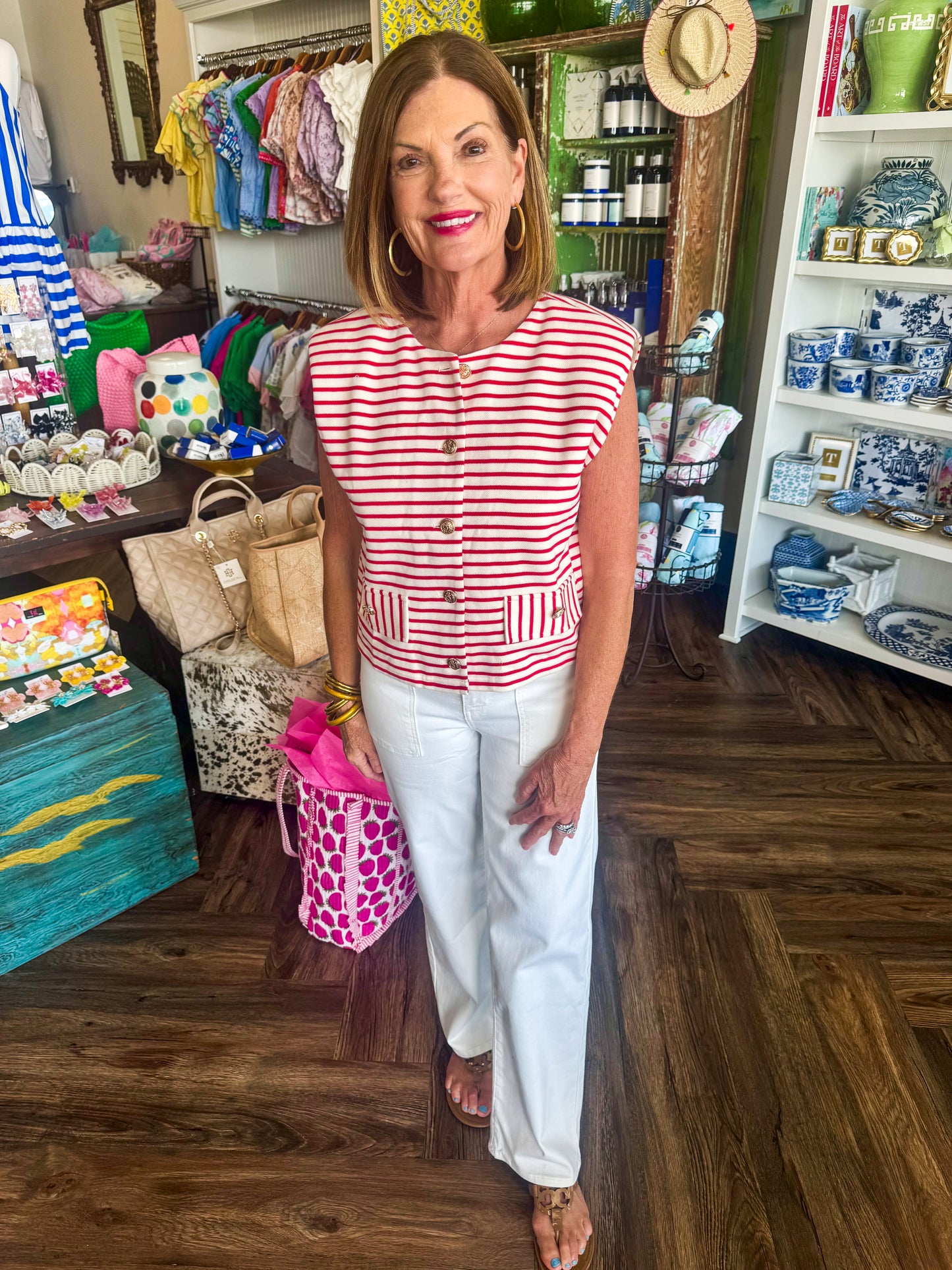 Red Sailor Stripe Top