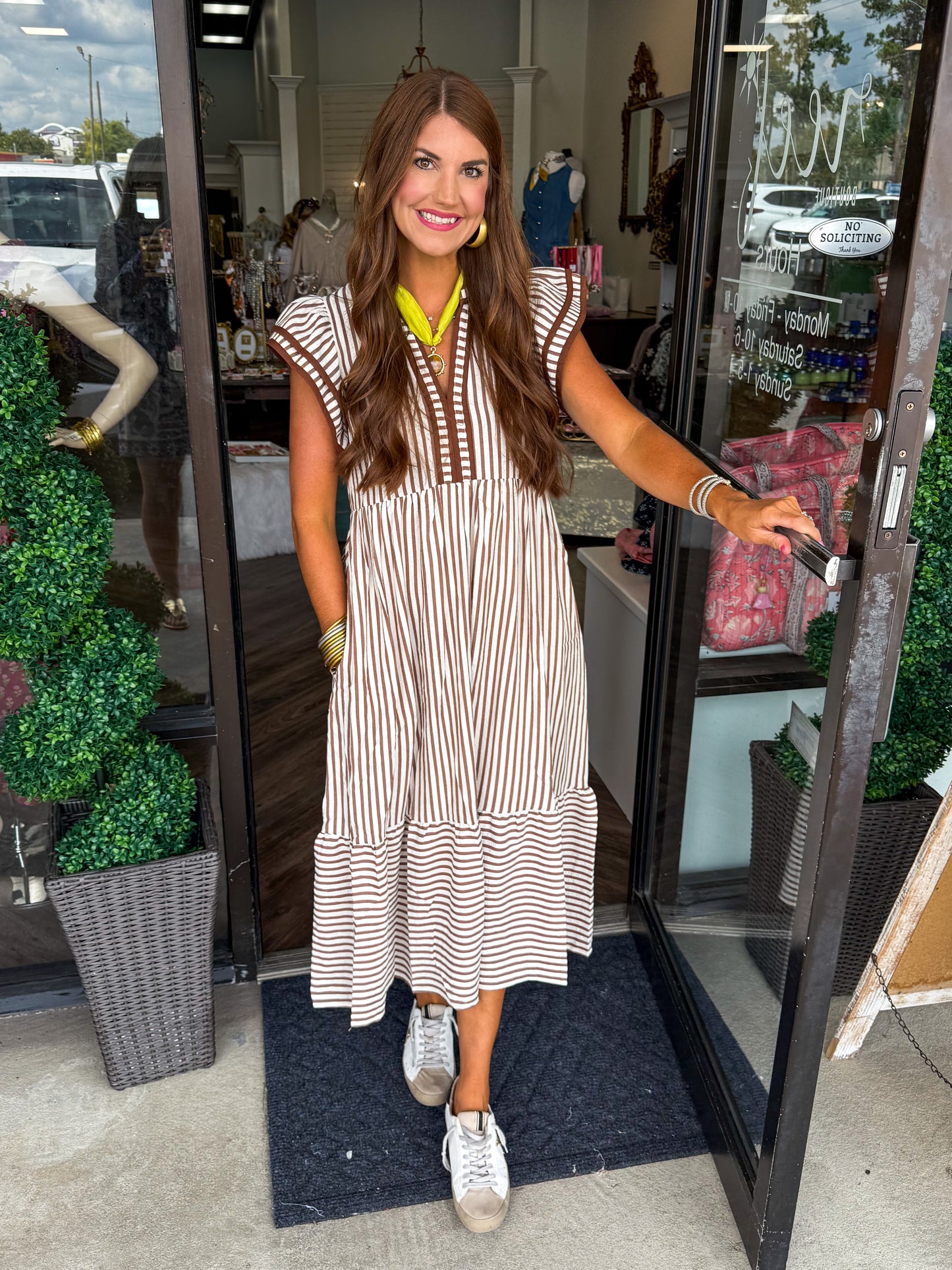 Lillie Line Dress: Brown