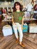 Green Cheetah Sweater Top