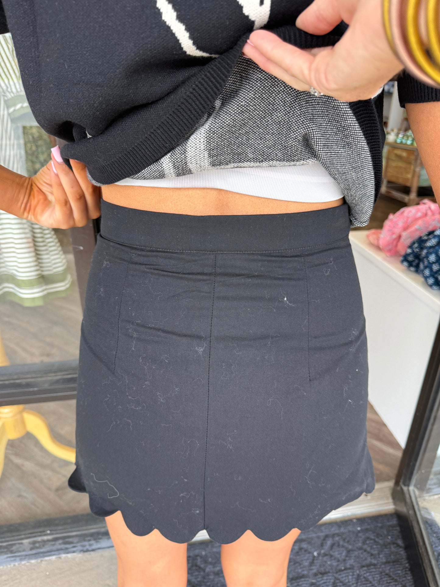 Scalloped Skirt: Black
