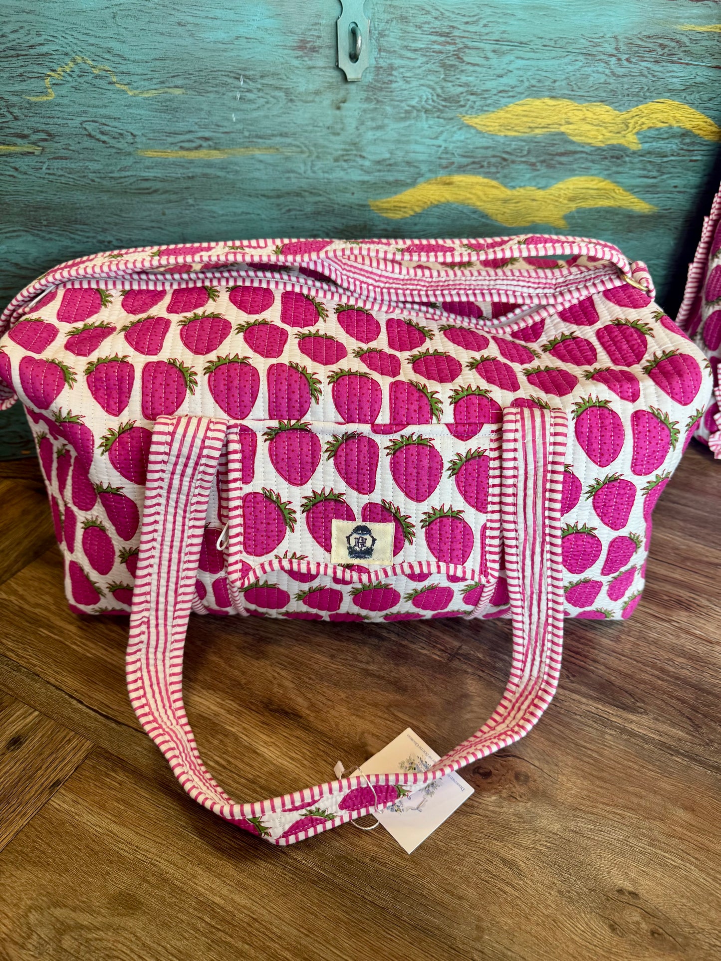 Quilted Duffle Bag: Strawberry