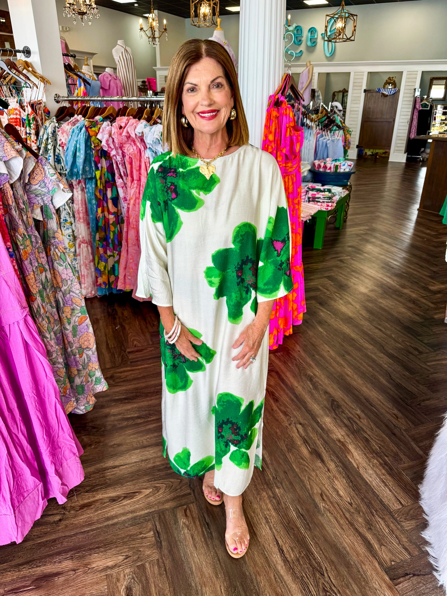 Green Floral Girl Maxi Dress