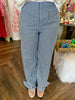 Dark Navy Gingham Ruffle Pants