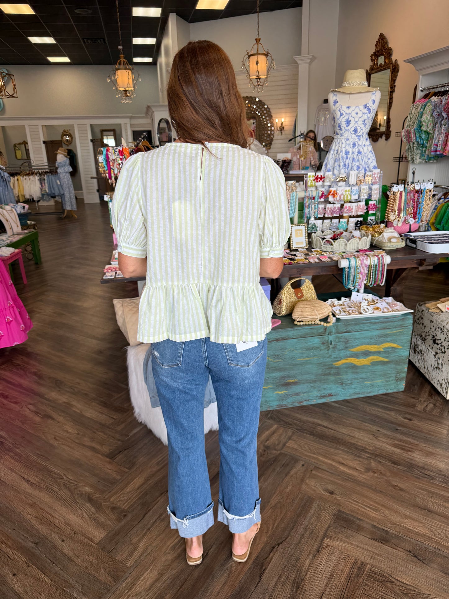 Silly Sally Stripe Top: Lime