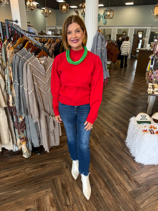 Caylie Solid Red Sweater