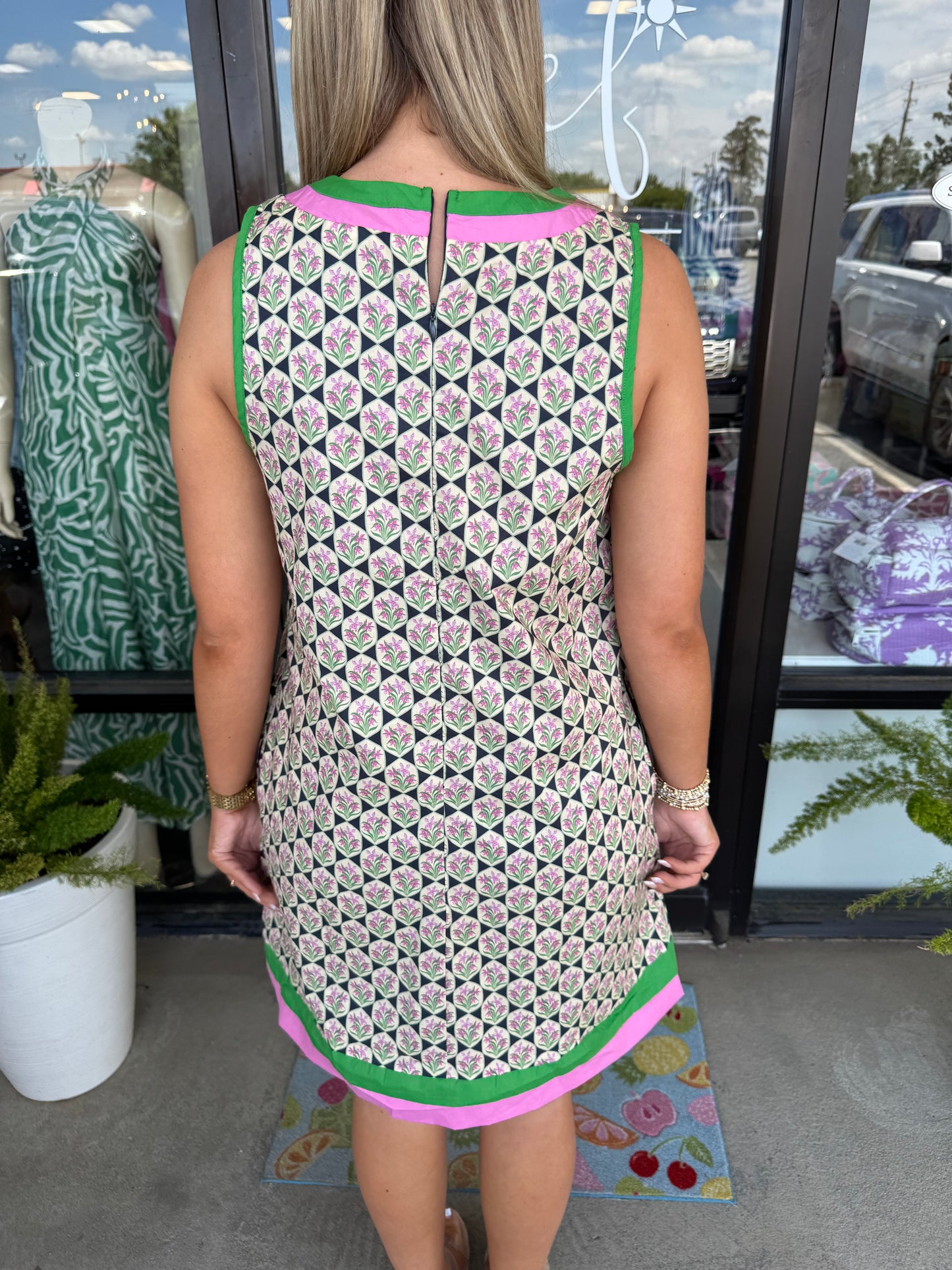 Navy Garden Trim Dress
