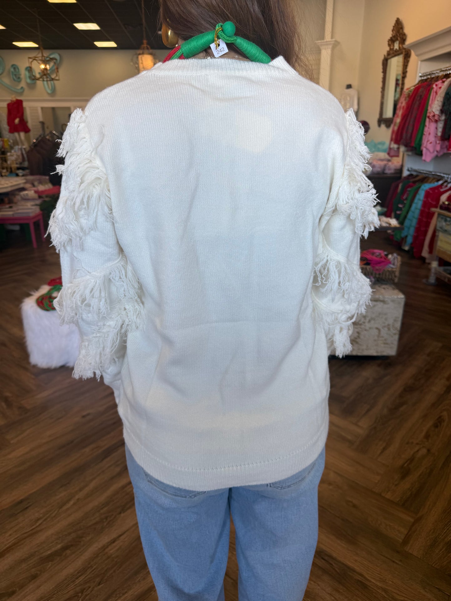 Off White Fringe Sweater