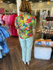 Navy Leaf Tropical Top