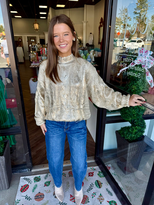Gold Metallic Knitted Sweater