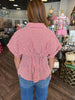 Fall Plaid Peplum Top: Red