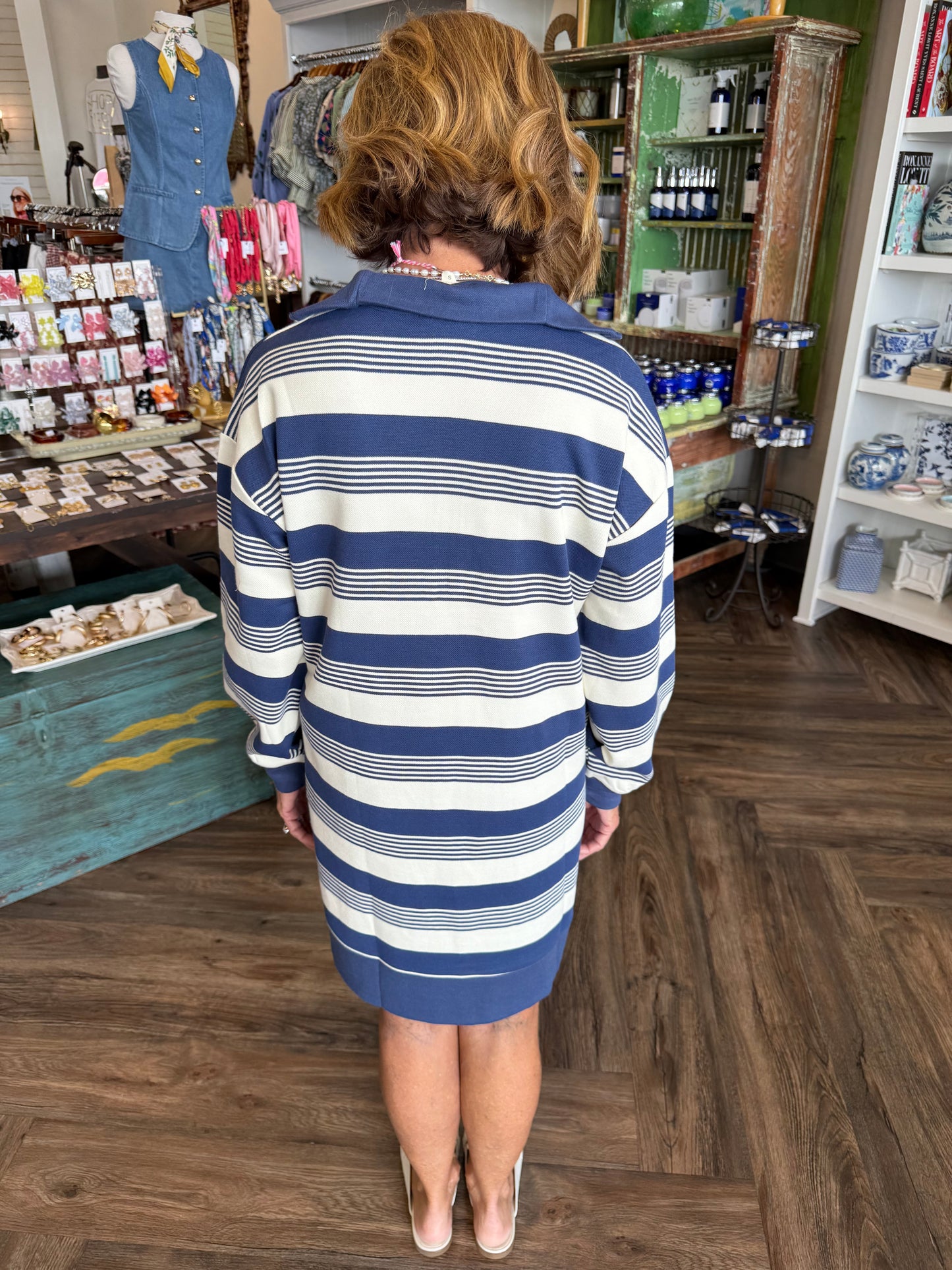 Comfy Blue Striped Dress