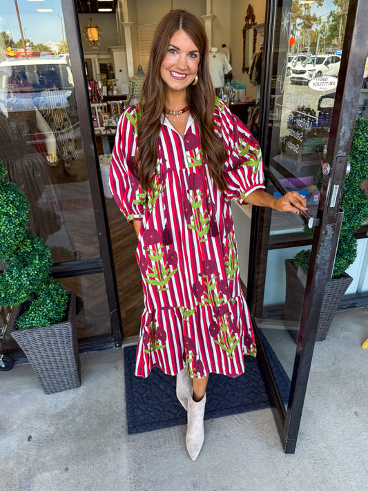 Marigold Midi Dress: Garnet