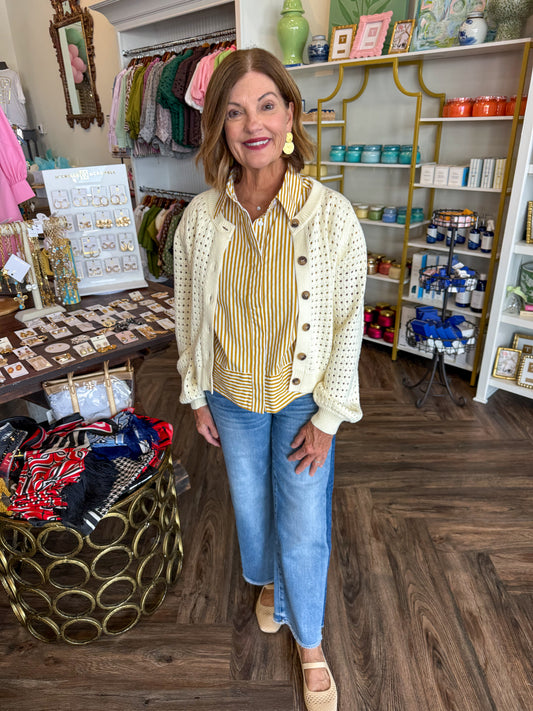 Cream Knit Button Cardigan