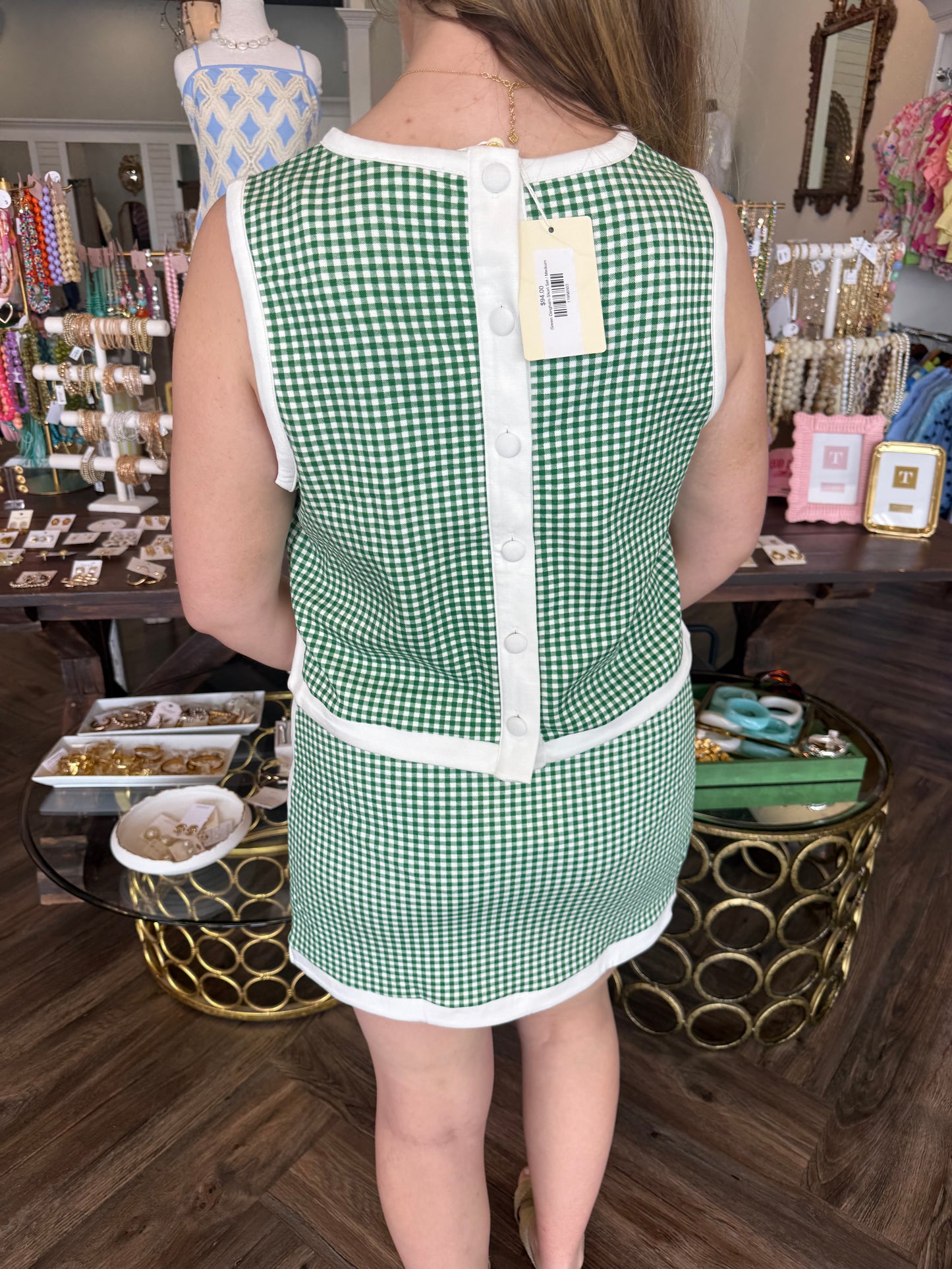 Green Gingham Skort Set