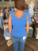 Bow Tie Sleeve Top: Blue
