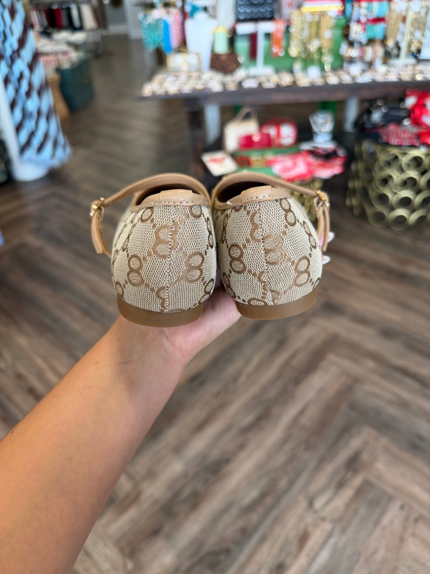 Mary Jane Horsebit Canvas Flats