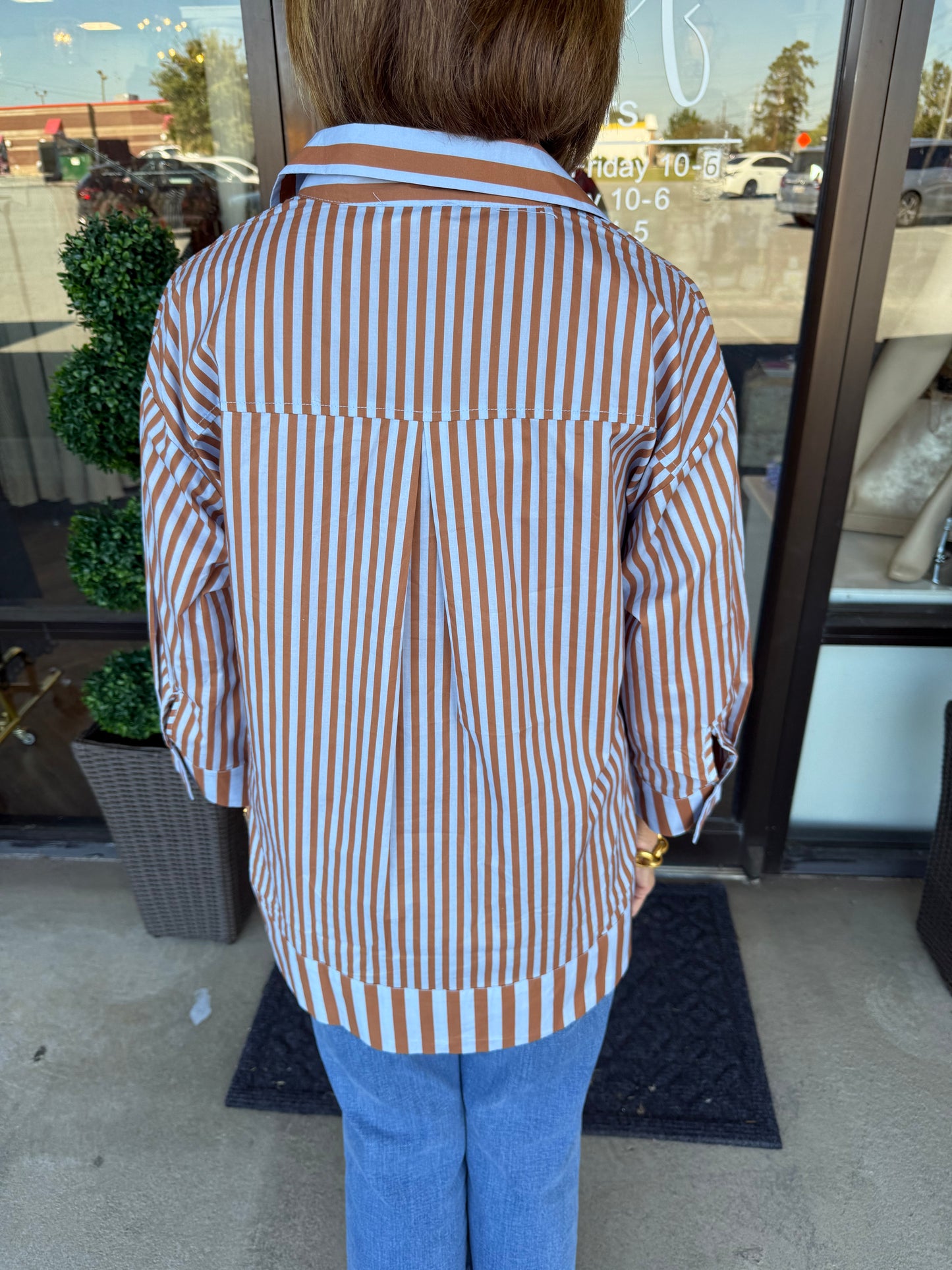 Pearl Brown Stripe Blouse
