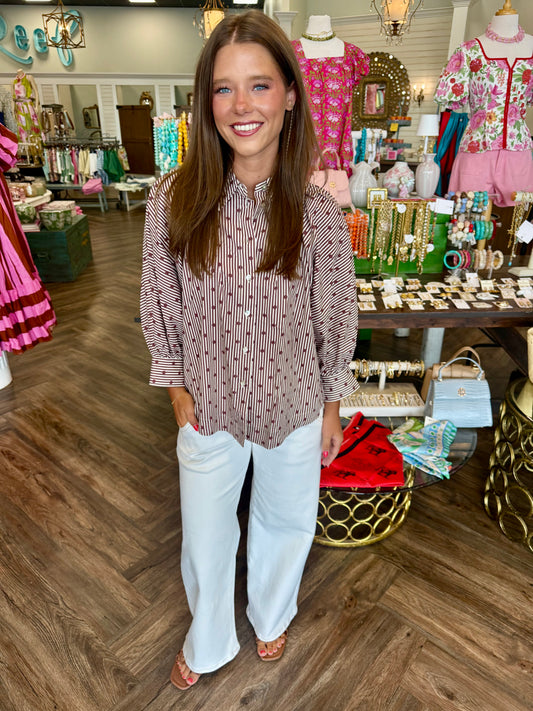 Timeless Dots Top: Brown