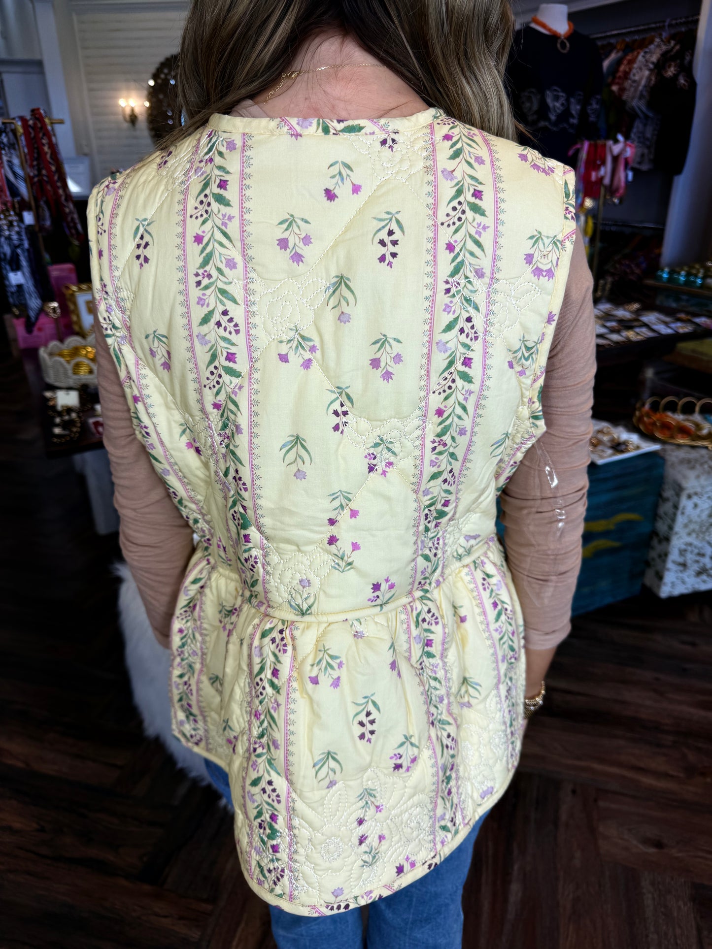 Vine Quilted Vest: Butter