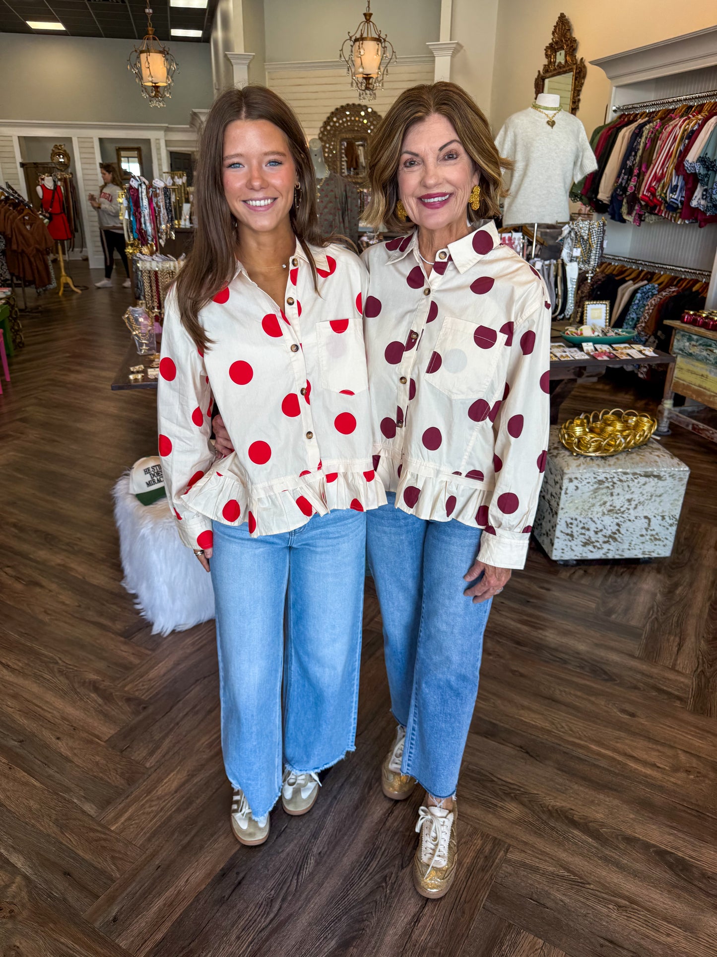 Dotted Top: Burgandy