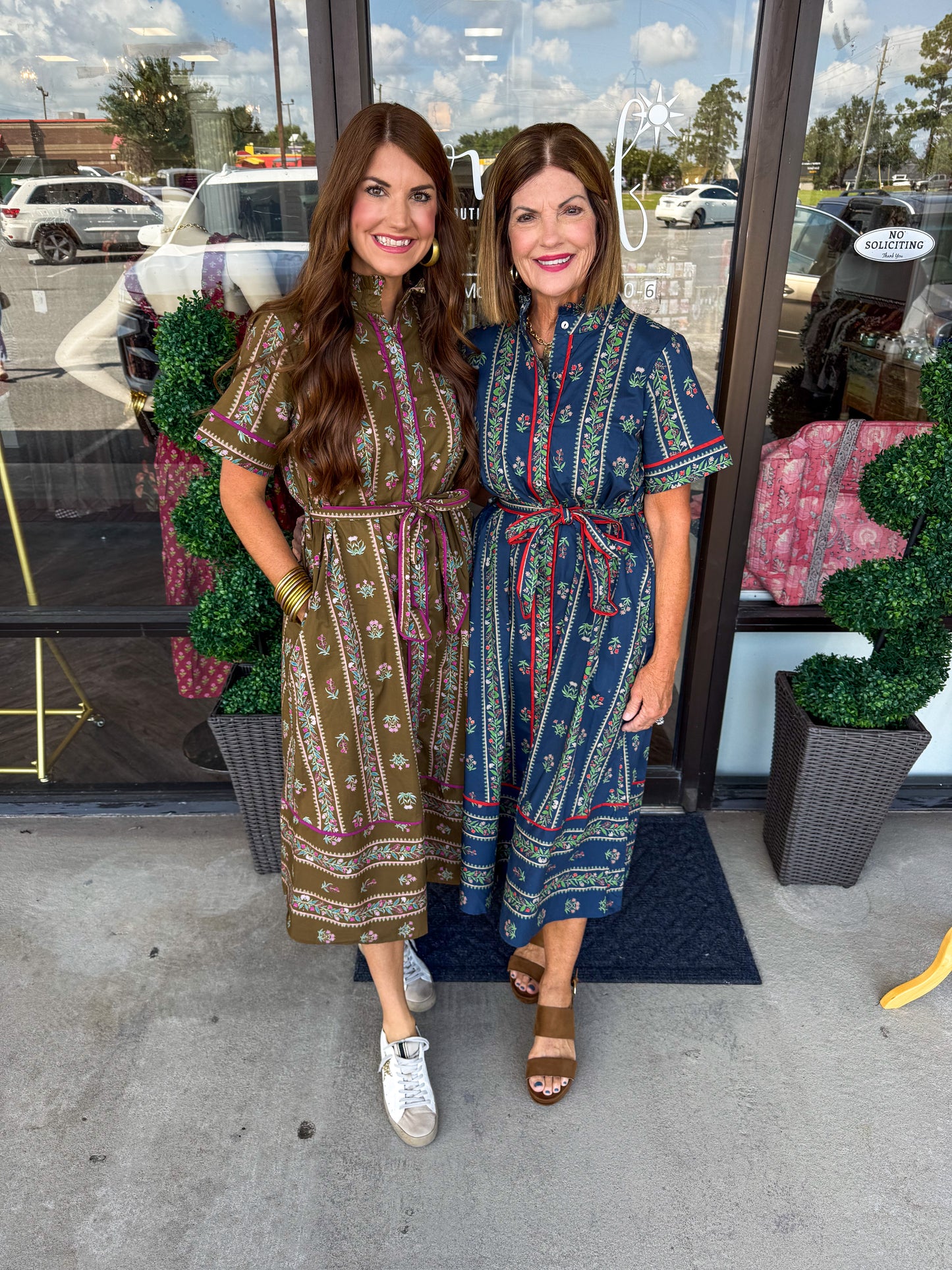 Emily Gray Border Dress: navy