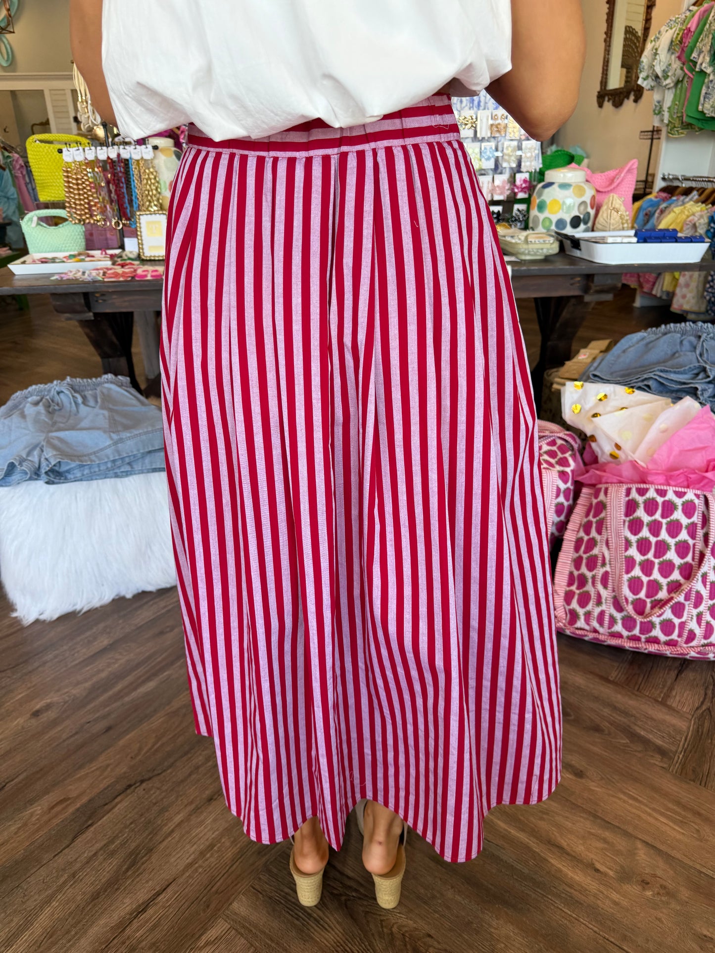 Striped Skirt: Red